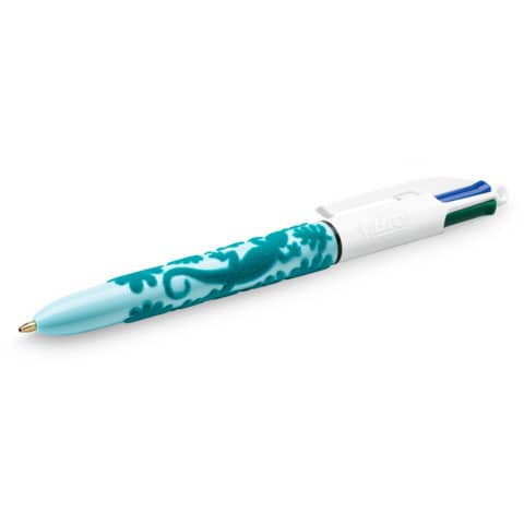 Penna a sfera a scatto BIC 4 Colours Velours M 1 mm in conf. 12 fantasie assortite - 9672771
